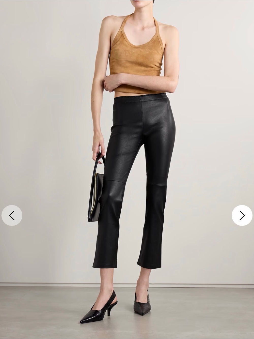 STOULS JP Twenty cropped black leather flared leggings size L